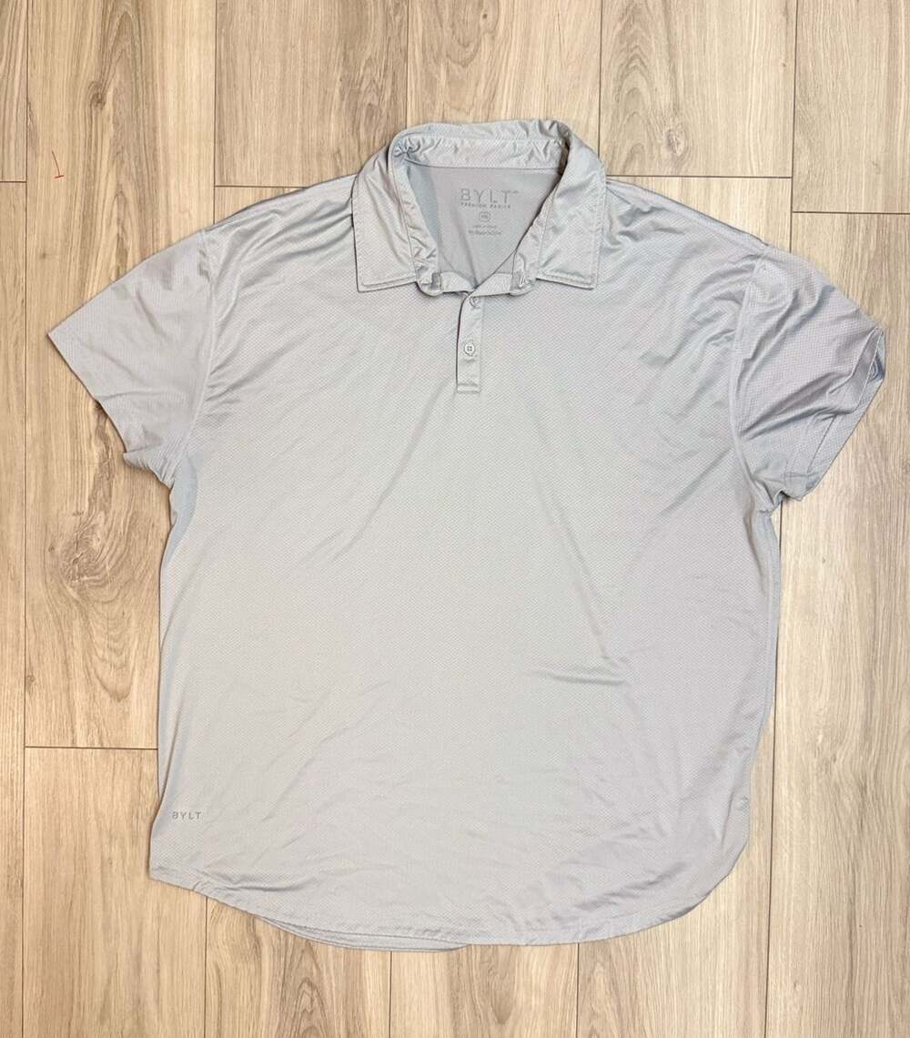 BYLT Premium Basics Drop Cut Gray Polo Shirt XXL